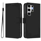 For Samsung Galaxy S25 Ultra 5G Skin Feel Solid Color Leather Phone Case with Lanyard(Black) - 2