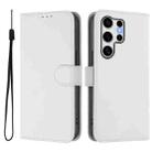 For Samsung Galaxy S25 Ultra 5G Skin Feel Solid Color Leather Phone Case with Lanyard(White) - 2