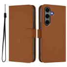 For Samsung Galaxy S25+ 5G Skin Feel Solid Color Leather Phone Case with Lanyard(Brown) - 2