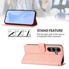 For Samsung Galaxy S25+ 5G Skin Feel Solid Color Leather Phone Case with Lanyard(Pink) - 3