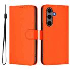 For Samsung Galaxy S25+ 5G Skin Feel Solid Color Leather Phone Case with Lanyard(Orange) - 2