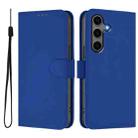 For Samsung Galaxy S25+ 5G Skin Feel Solid Color Leather Phone Case with Lanyard(Dark Blue) - 2