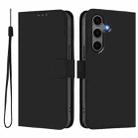 For Samsung Galaxy S25+ 5G Skin Feel Solid Color Leather Phone Case with Lanyard(Black) - 2