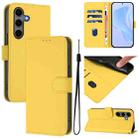 For Samsung Galaxy S25+ 5G Skin Feel Solid Color Leather Phone Case with Lanyard(Lemon Yellow) - 1