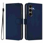 For Samsung Galaxy S25+ 5G Skin Feel Solid Color Leather Phone Case with Lanyard(Navy Blue) - 2