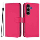 For Samsung Galaxy S25+ 5G Skin Feel Solid Color Leather Phone Case with Lanyard(Rose Red) - 2