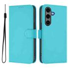 For Samsung Galaxy S25+ 5G Skin Feel Solid Color Leather Phone Case with Lanyard(Lake Blue) - 2