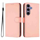 For Samsung Galaxy S25 5G Skin Feel Solid Color Leather Phone Case with Lanyard(Pink) - 2