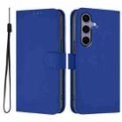 For Samsung Galaxy S25 5G Skin Feel Solid Color Leather Phone Case with Lanyard(Dark Blue) - 2