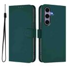 For Samsung Galaxy S25 5G Skin Feel Solid Color Leather Phone Case with Lanyard(Dark Green) - 2