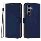 For Samsung Galaxy S25 5G Skin Feel Solid Color Leather Phone Case with Lanyard(Navy Blue) - 2