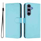 For Samsung Galaxy S25 5G Skin Feel Solid Color Leather Phone Case with Lanyard(Sky Blue) - 2