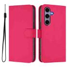 For Samsung Galaxy S25 5G Skin Feel Solid Color Leather Phone Case with Lanyard(Rose Red) - 2