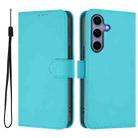 For Samsung Galaxy S25 5G Skin Feel Solid Color Leather Phone Case with Lanyard(Lake Blue) - 2
