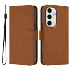 For Samsung Galaxy S24 FE 5G Skin Feel Solid Color Leather Phone Case with Lanyard(Brown) - 2