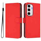 For Samsung Galaxy S24 FE 5G Skin Feel Solid Color Leather Phone Case with Lanyard(Red) - 2