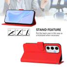 For Samsung Galaxy S24 FE 5G Skin Feel Solid Color Leather Phone Case with Lanyard(Red) - 3