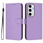 For Samsung Galaxy S24 FE 5G Skin Feel Solid Color Leather Phone Case with Lanyard(Lavender Purple) - 2