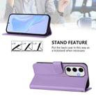 For Samsung Galaxy S24 FE 5G Skin Feel Solid Color Leather Phone Case with Lanyard(Lavender Purple) - 3