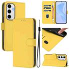 For Samsung Galaxy S24 FE 5G Skin Feel Solid Color Leather Phone Case with Lanyard(Lemon Yellow) - 1