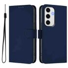 For Samsung Galaxy S24 FE 5G Skin Feel Solid Color Leather Phone Case with Lanyard(Navy Blue) - 2