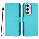 For Samsung Galaxy S24 FE 5G Skin Feel Solid Color Leather Phone Case with Lanyard(Lake Blue) - 2