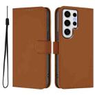For Samsung Galaxy S24 Ultra 5G Skin Feel Solid Color Leather Phone Case with Lanyard(Brown) - 2