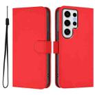 For Samsung Galaxy S24 Ultra 5G Skin Feel Solid Color Leather Phone Case with Lanyard(Red) - 2