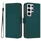 For Samsung Galaxy S24 Ultra 5G Skin Feel Solid Color Leather Phone Case with Lanyard(Dark Green) - 2