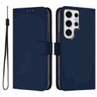 For Samsung Galaxy S24 Ultra 5G Skin Feel Solid Color Leather Phone Case with Lanyard(Navy Blue) - 2