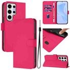 For Samsung Galaxy S24 Ultra 5G Skin Feel Solid Color Leather Phone Case with Lanyard(Rose Red) - 1