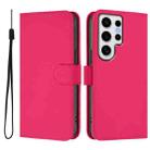 For Samsung Galaxy S24 Ultra 5G Skin Feel Solid Color Leather Phone Case with Lanyard(Rose Red) - 2