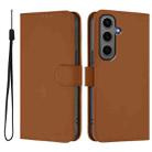 For Samsung Galaxy S24+ 5G Skin Feel Solid Color Leather Phone Case with Lanyard(Brown) - 2