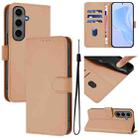 For Samsung Galaxy S24+ 5G Skin Feel Solid Color Leather Phone Case with Lanyard(Nude) - 1