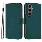 For Samsung Galaxy S24+ 5G Skin Feel Solid Color Leather Phone Case with Lanyard(Dark Green) - 2