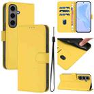 For Samsung Galaxy S24+ 5G Skin Feel Solid Color Leather Phone Case with Lanyard(Lemon Yellow) - 1