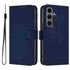 For Samsung Galaxy S24+ 5G Skin Feel Solid Color Leather Phone Case with Lanyard(Navy Blue) - 2