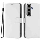 For Samsung Galaxy S24+ 5G Skin Feel Solid Color Leather Phone Case with Lanyard(White) - 2