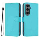 For Samsung Galaxy S24+ 5G Skin Feel Solid Color Leather Phone Case with Lanyard(Lake Blue) - 2
