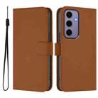 For Samsung Galaxy S24 5G Skin Feel Solid Color Leather Phone Case with Lanyard(Brown) - 2