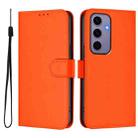 For Samsung Galaxy S24 5G Skin Feel Solid Color Leather Phone Case with Lanyard(Orange) - 2