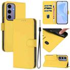 For Samsung Galaxy S24 5G Skin Feel Solid Color Leather Phone Case with Lanyard(Lemon Yellow) - 1