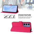 For Samsung Galaxy S24 5G Skin Feel Solid Color Leather Phone Case with Lanyard(Rose Red) - 3