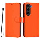 For Samsung Galaxy S23 FE 5G Skin Feel Solid Color Leather Phone Case with Lanyard(Orange) - 2