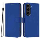 For Samsung Galaxy S23 FE 5G Skin Feel Solid Color Leather Phone Case with Lanyard(Dark Blue) - 2