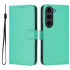 For Samsung Galaxy S23 FE 5G Skin Feel Solid Color Leather Phone Case with Lanyard(Green) - 2