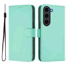 For Samsung Galaxy S23 FE 5G Skin Feel Solid Color Leather Phone Case with Lanyard(Mint Green) - 2