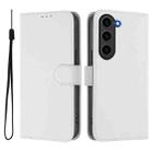 For Samsung Galaxy S23 FE 5G Skin Feel Solid Color Leather Phone Case with Lanyard(White) - 2