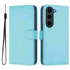 For Samsung Galaxy S23 FE 5G Skin Feel Solid Color Leather Phone Case with Lanyard(Sky Blue) - 2