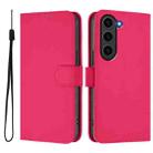 For Samsung Galaxy S23 FE 5G Skin Feel Solid Color Leather Phone Case with Lanyard(Rose Red) - 2